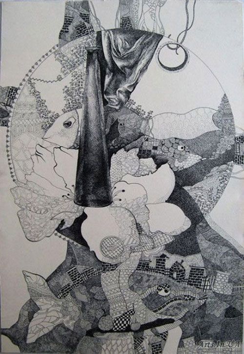 The town of fishes -  Art of Anastasia Melnikova